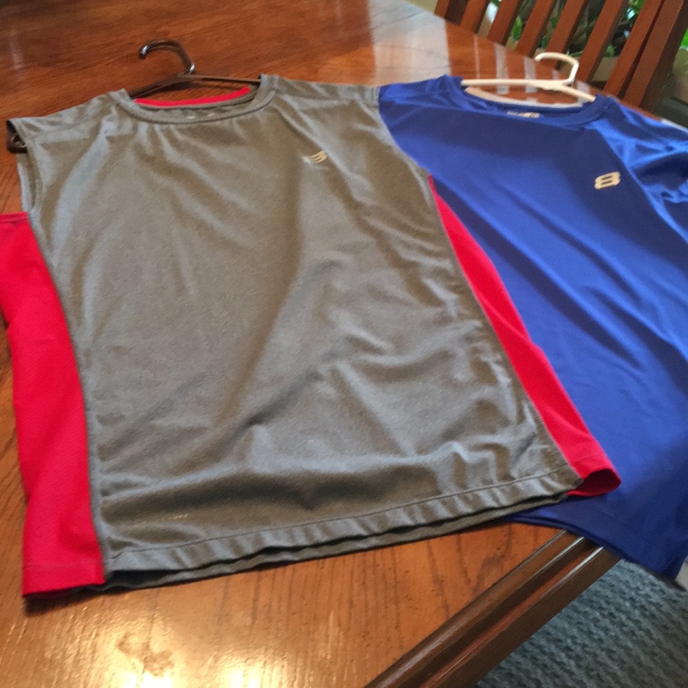 Men’s Athletic Sleeveless Shirts. Grey & Red, BL&W